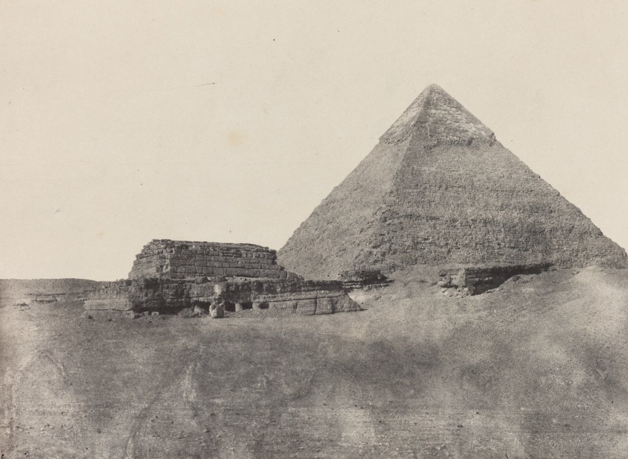 Piramide van Chephren, Midden-Egypte, plaat 10 uit het album "Egypte, Nubië, Palestina en Syrië" (1852) door Maxime Du Camp