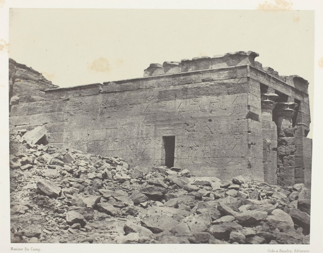 Temple De Dandour (Ancienne Tantour), Dédié à La Triade Osiris-Isis-Horus; Nubie, plaat 93 uit het album "Egypte, Nubie, Palestina et Syrie" (1852) door Maxime Du Camp