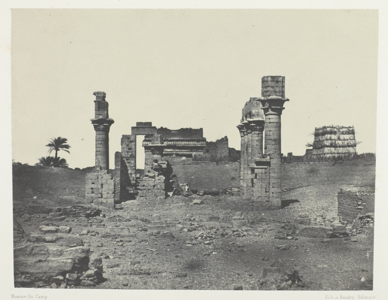 Tempel van Hermontis, Opper-Egypte, plaat 63 uit het album "Egypte, Nubie, Palestina en Syrie" (1852) door Maxime Du Camp