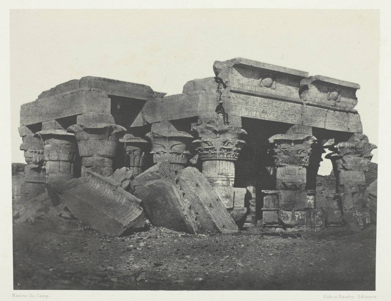 Tempel van Ombos, Opper-Egypte, plaat 65 uit het album "Egypte, Nubie, Palestina en Syrie" (1852) door Maxime Du Camp