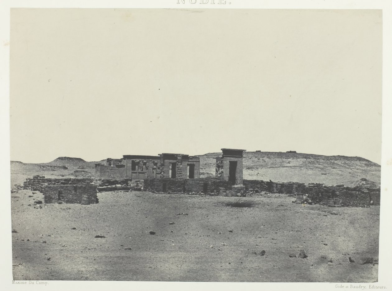 Tempel en Dorp van Debod, Parembole van de Route van Antoninus, Nubië, 1849-51, gedrukt 1852 door Maxime Du Camp