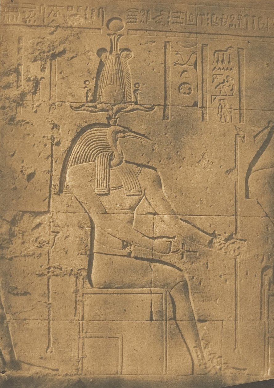 Thot Ibiocéphale Dieu des Lettres à Philae, april 1850 door Maxime Du Camp