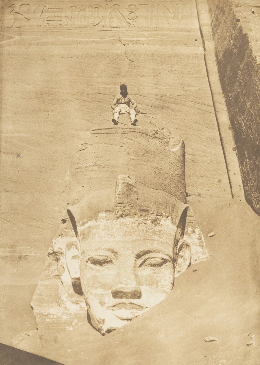 Westelijkste kolossus van de Tempel van Re, Abu Simbel, 1850 door Maxime Du Camp