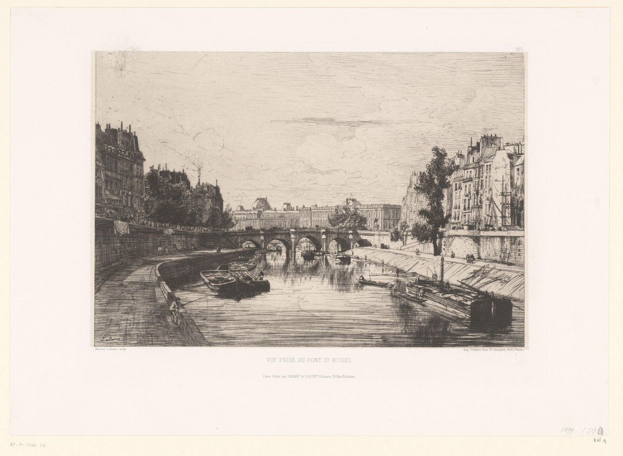 Gezicht op de Pont Saint-Michel in Parijs door Maxime François Antoine Lalanne