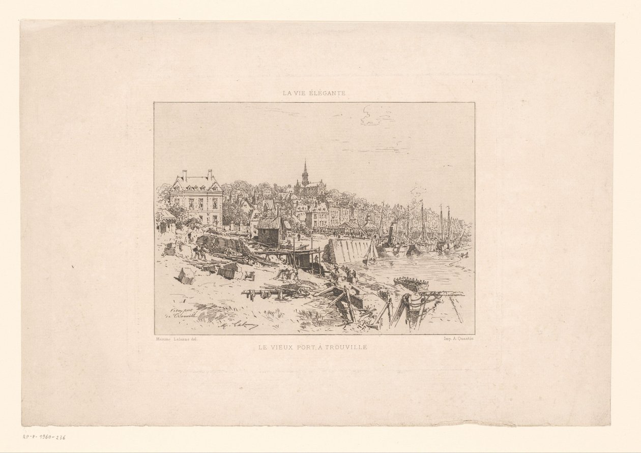 Gezicht op de haven van Trouville door Maxime François Antoine Lalanne