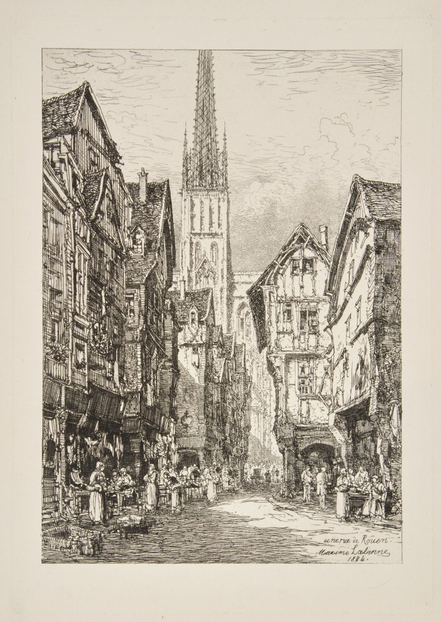 Een straat in Rouen door Maxime Lalanne