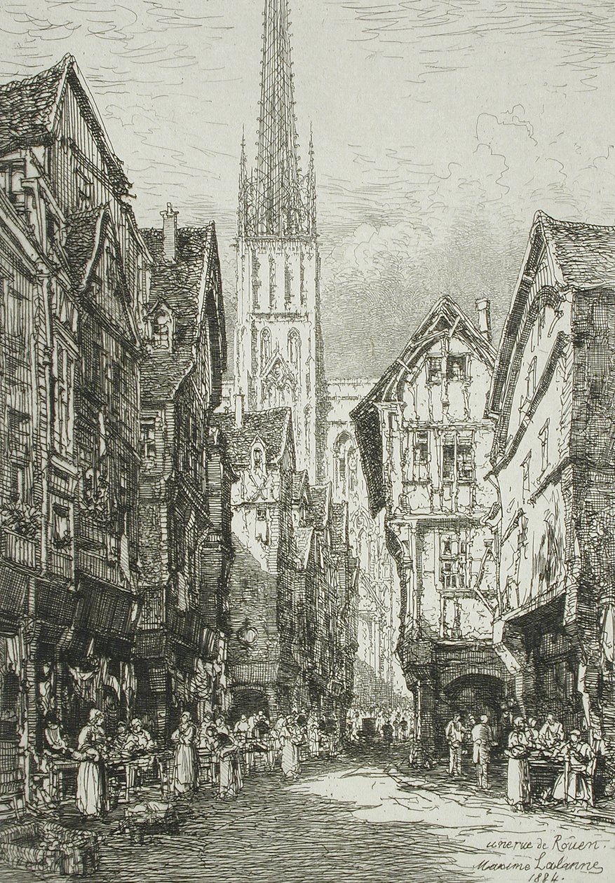 Een straat in Rouen door Maxime Lalanne