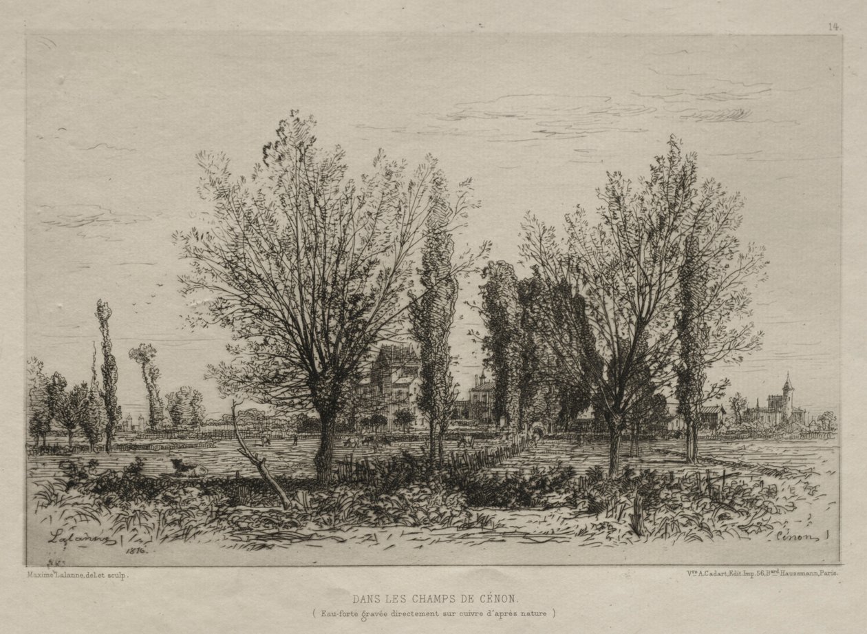In de Velden van Cénon, 1876 door Maxime Lalanne