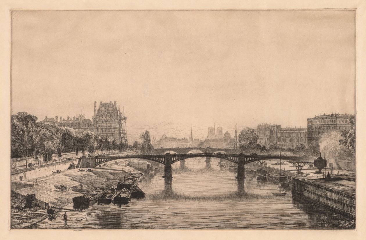 Parijs, uitzicht vanaf de Concorde-brug, 1866 door Maxime Lalanne
