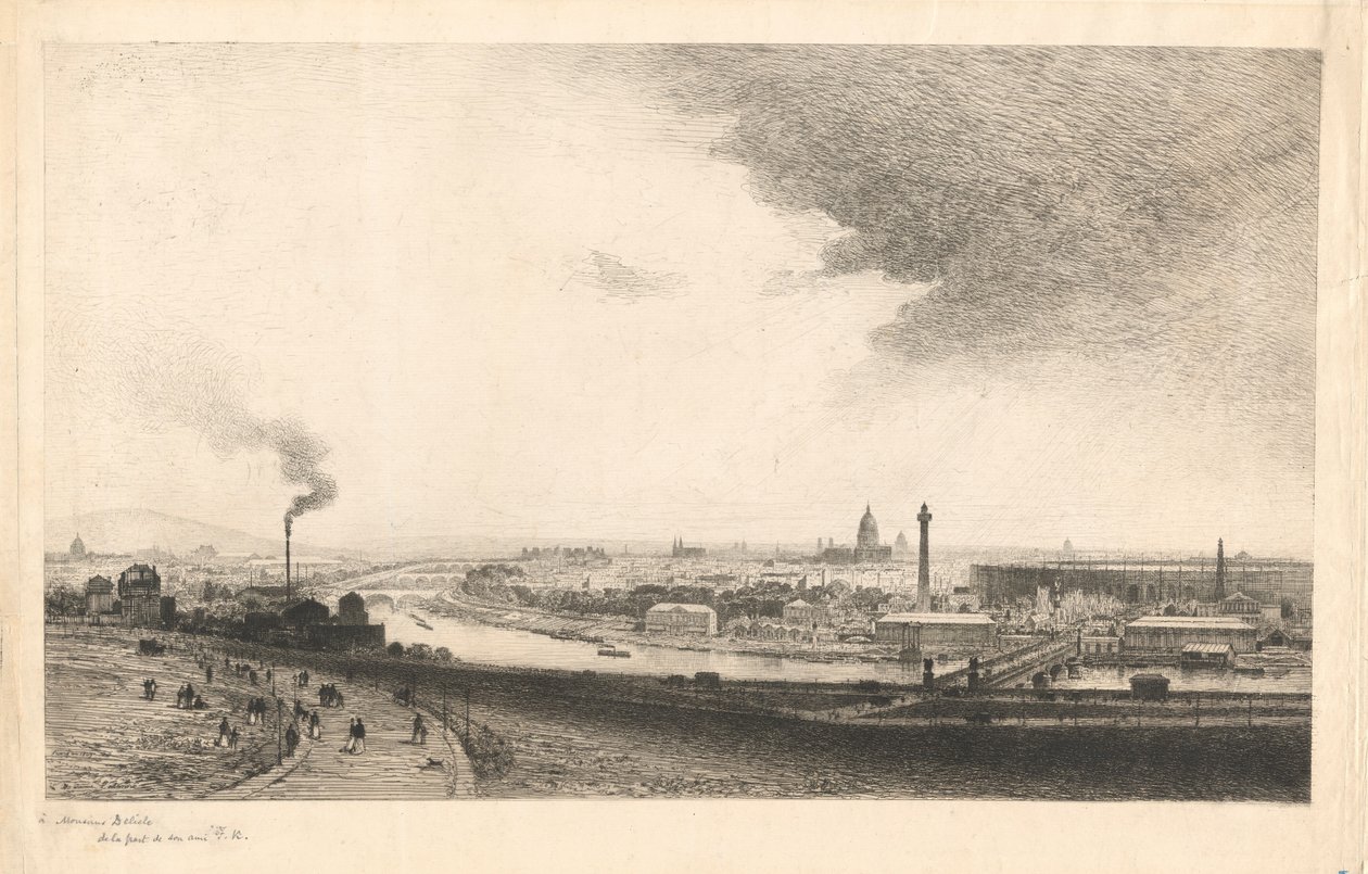 Parijs in 1867: Uitzicht vanaf het Trocadéro door Maxime Lalanne
