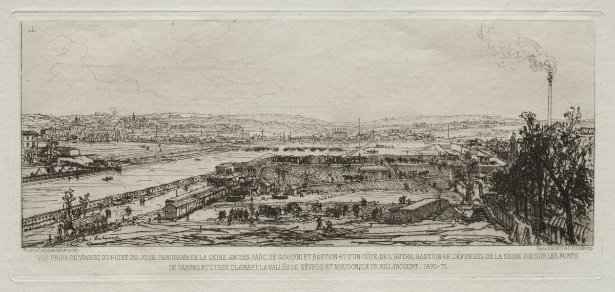 Uitzicht vanaf het Viaduct bij de Pont-du-Jour, Panorama van de Seine door Maxime Lalanne