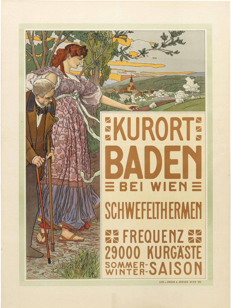 Kuuroord Baden bij Wenen, c. 1910 door Maximilian Liebenwein
