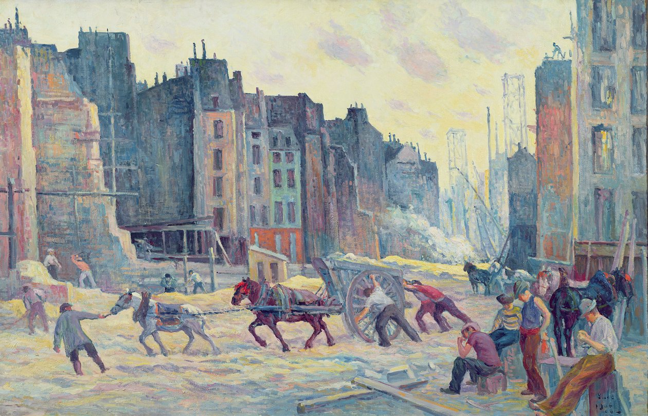 Werk in de Rue Reaumur, 1906-08 door Maximilien Luce