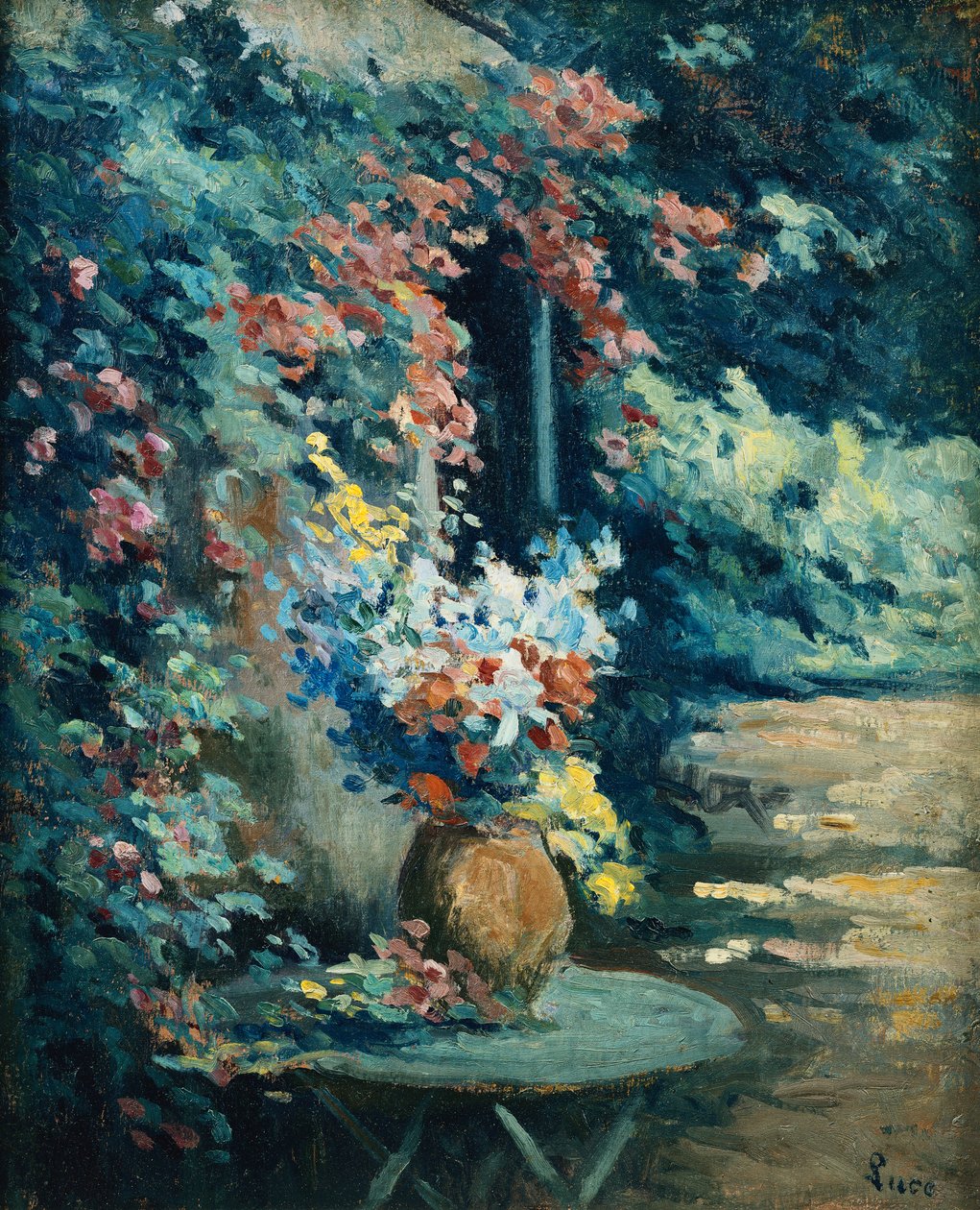 Bloemen in een Landschap door Maximilien Luce