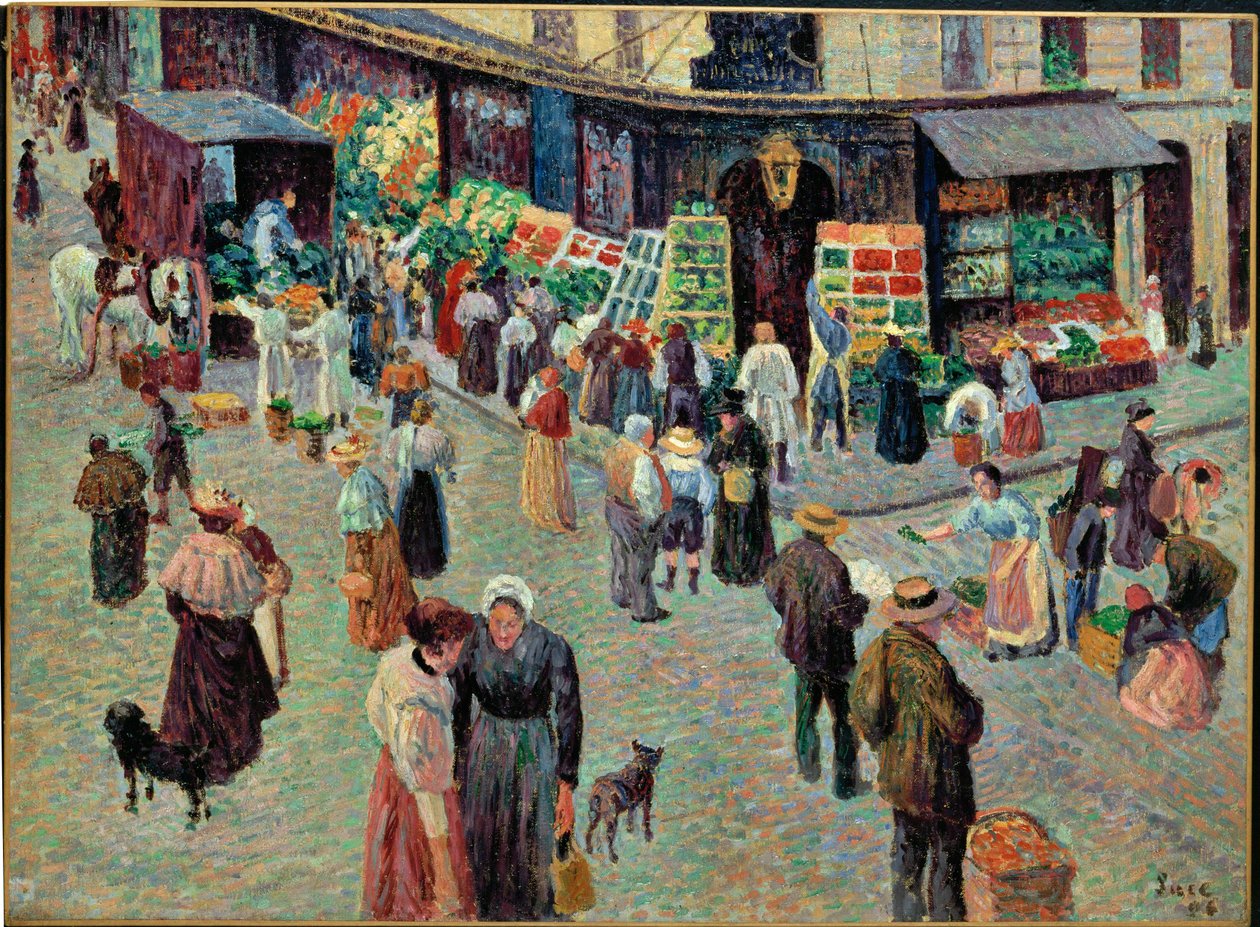 Rue des Abesses, Parijs (aquarel) door Maximilien Luce