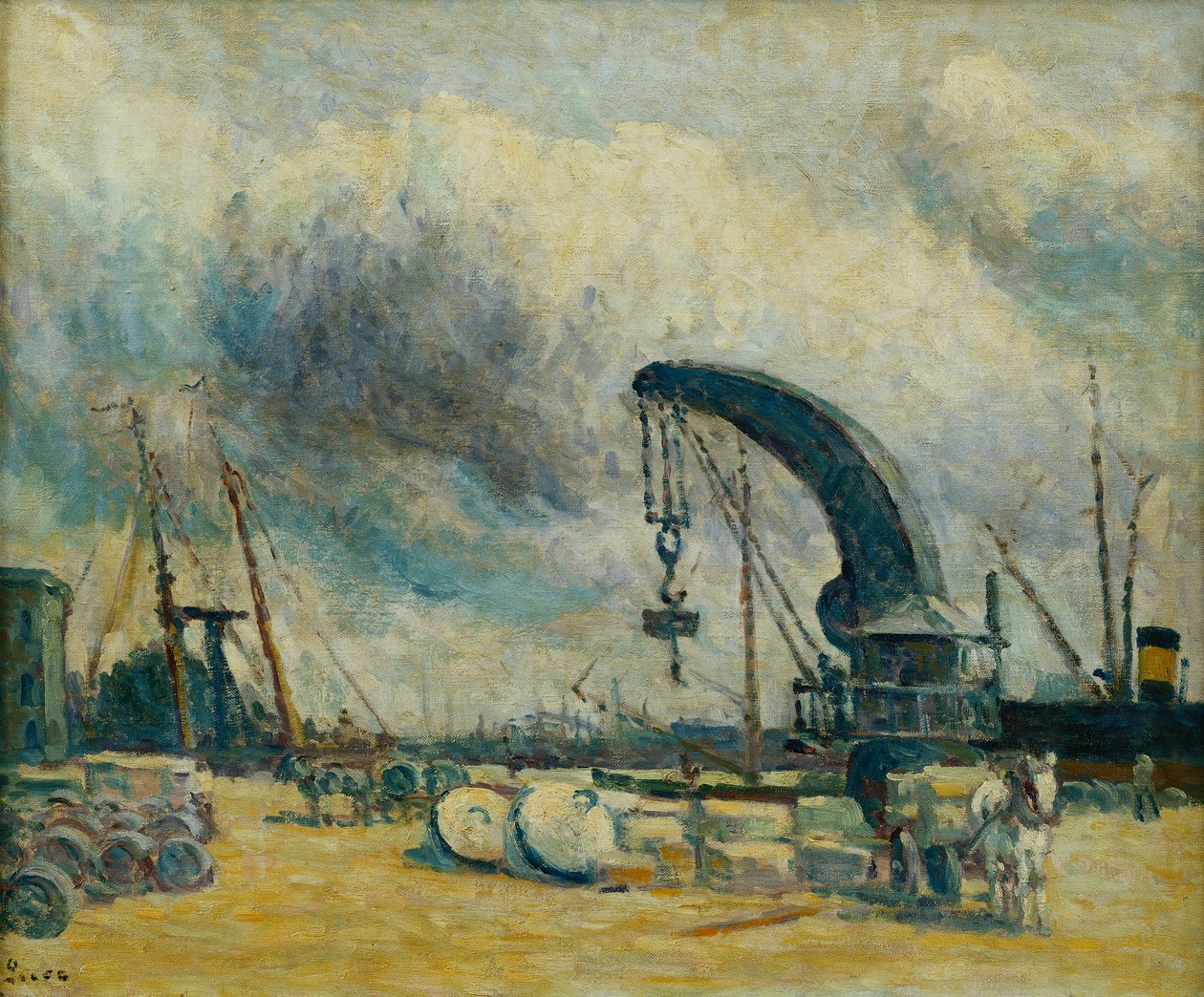 De Haven, Kade in Schiedam, 1907 door Maximilien Luce