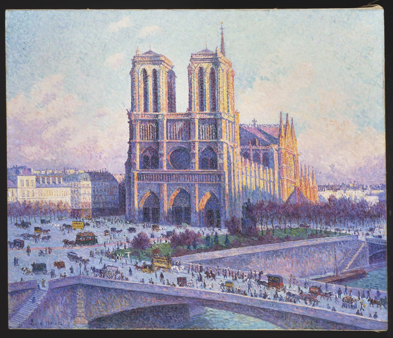 Notre Dame, Parijs, uitzicht vanaf de Quai Saint-Michel, 1901-04 door Maximilien Luce