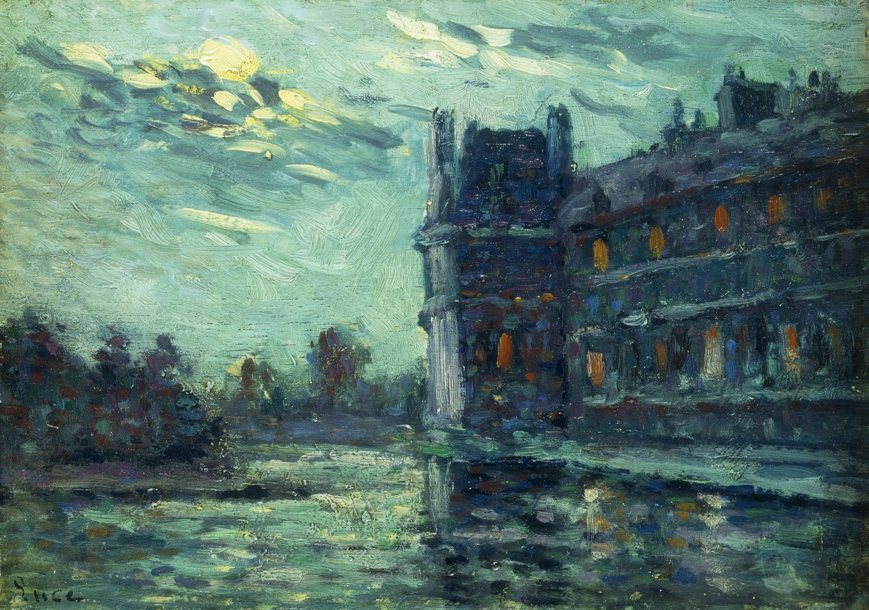 De overstromingen van 1910, het Paviljoen de Flore, in het Louvre, Parijs, 1910 door Maximilien Luce