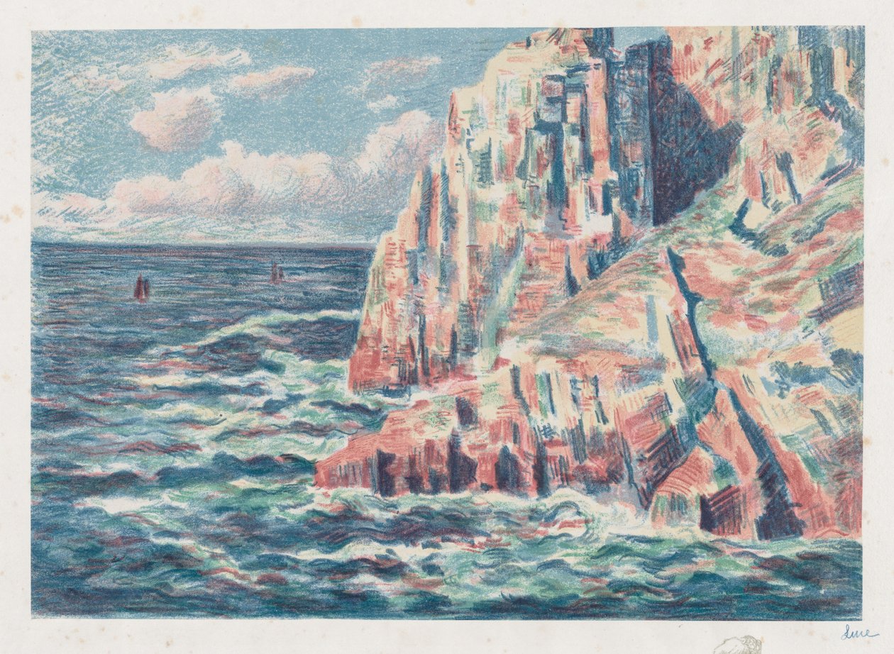 De zee bij Camaret, De Rode Rotsen, 1895 door Maximilien Luce