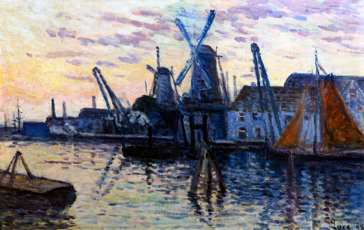 Windmolens in Nederland, 1908 door Maximilien Luce