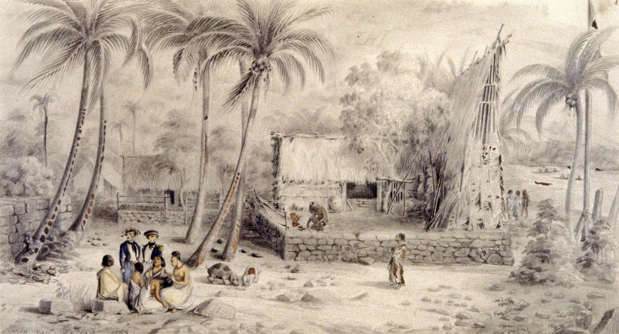 Dorp in Oceanië door Maximilien Radiguet