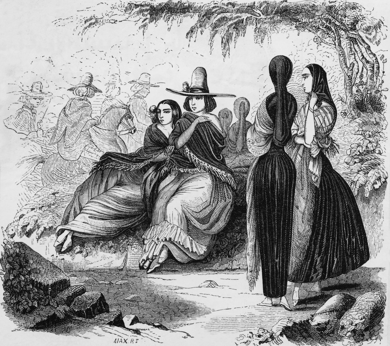 Vrouwen uit Lima in Peru, gravure uit Radiguet