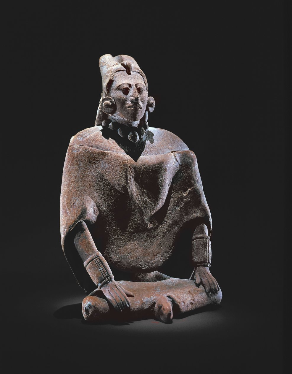 Beeld van een zittende Mayakoning, van het eiland Jaina door Mayan