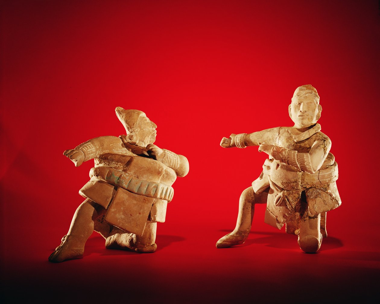 Beelden van ceremoniële balspelers, van het Eiland Jaina, c.600 door Mayan