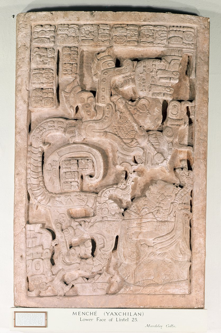 Yaxchilan Lintel 25, Late Klassieke Periode, 600-900 n.Chr. door Mayan
