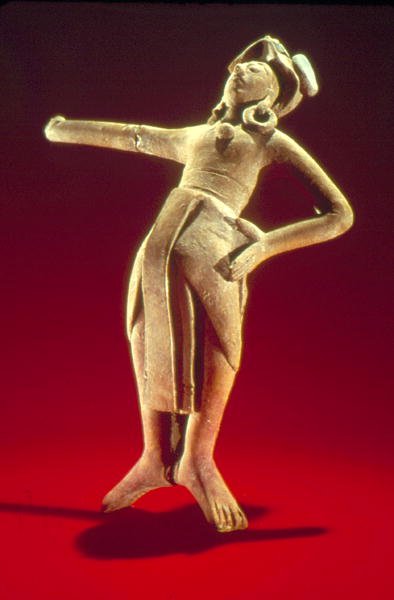 Figuur van een heilige balspeler, van het eiland Jaina, ca. 600-900 door Mayan
