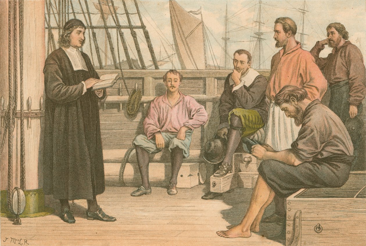 McWard preekt voor de zeelieden in Rotterdam (ingekleurde gravure) door McLaren John Ralston