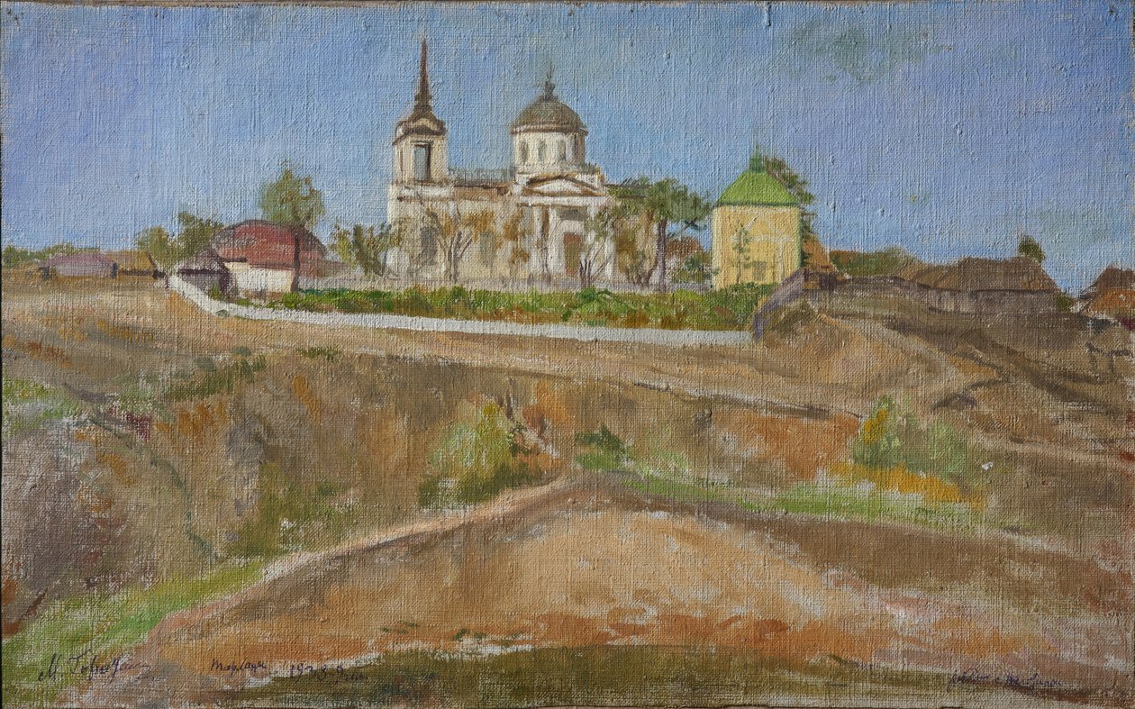 Tarkhany. Uitzicht op de Kerk van de Aartsengel Michael, 1938 door Meer Michailovich Gokhstein