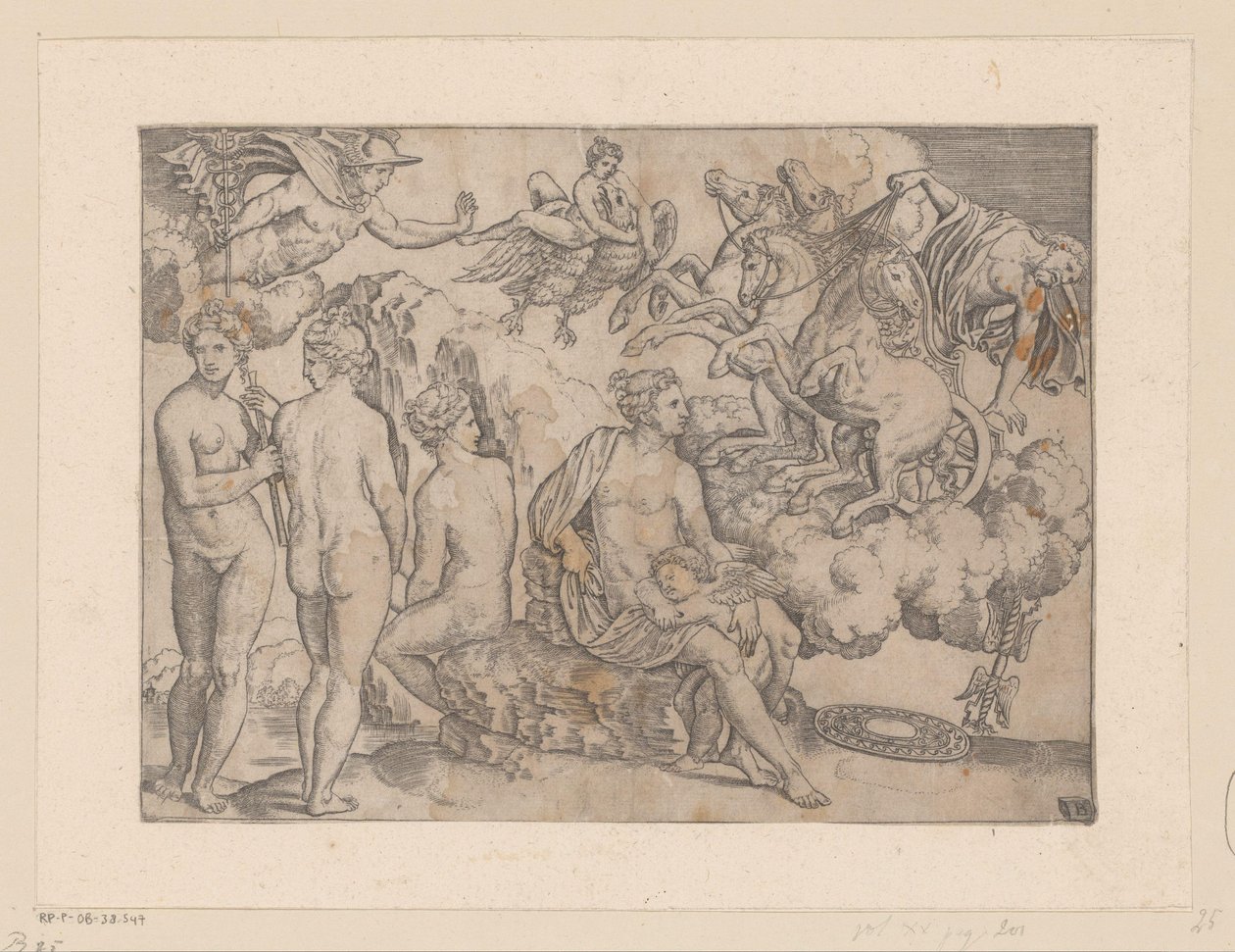 Venus met Amor en Jupiter met Ganymedes door Meester van de Dobbelsteen