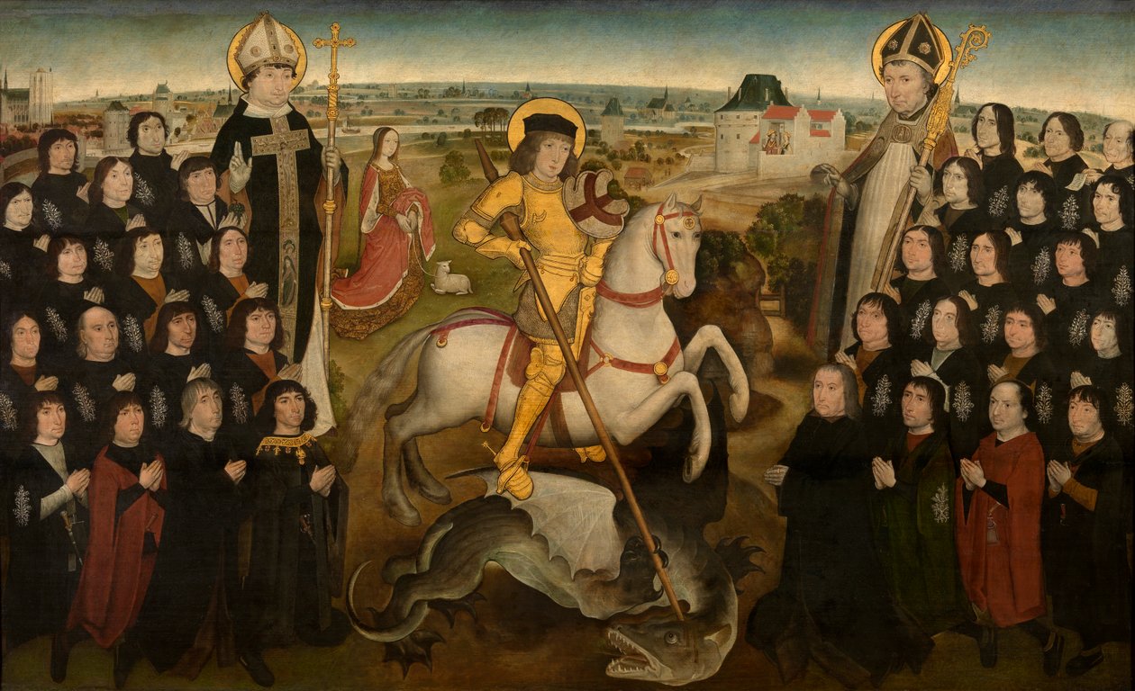 De leden van het Gilde van het Grote Kruisboog van Mechelen door Meester van de Mechelse Sint Jorisgilde