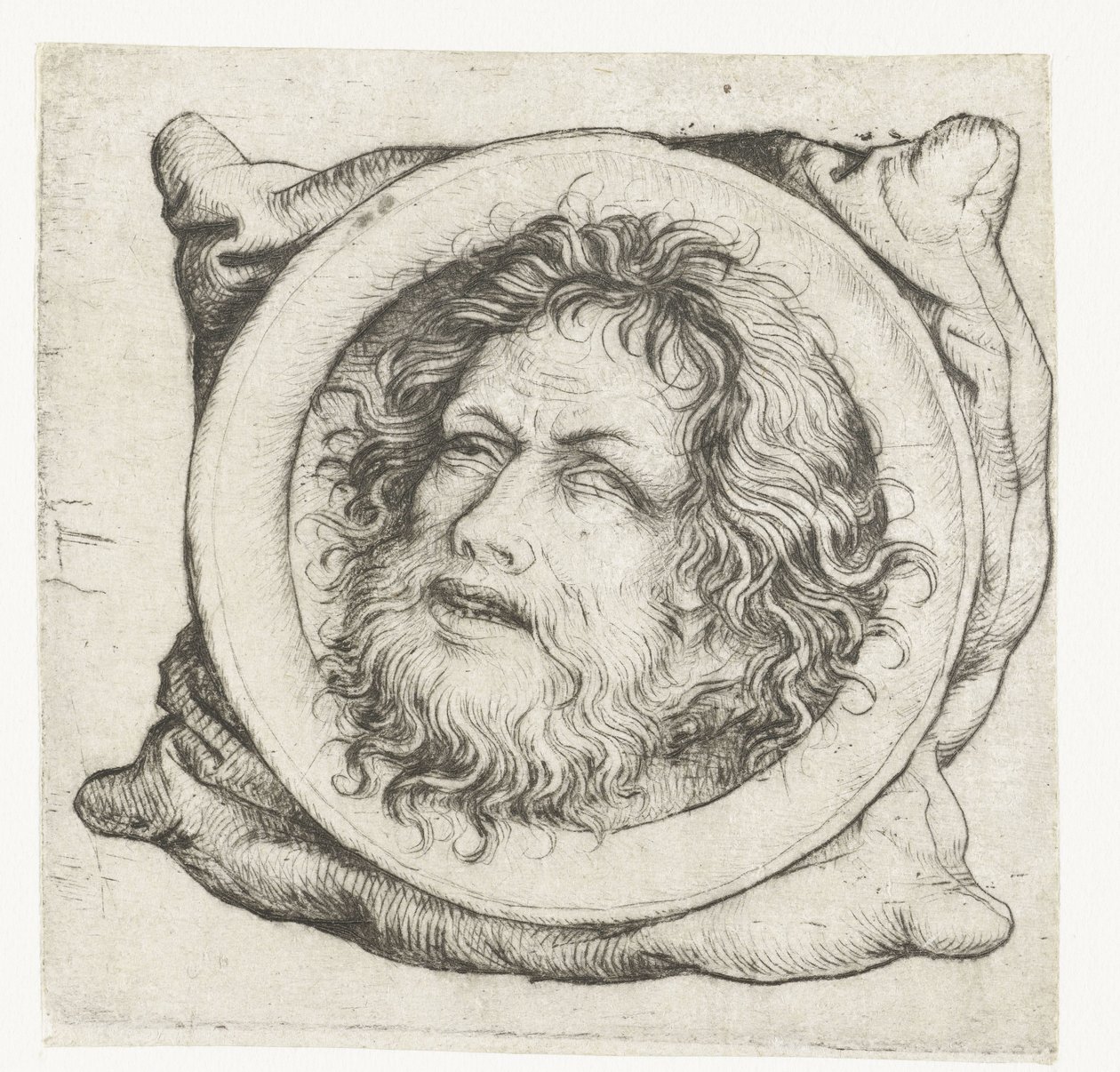 Het hoofd van Johannes de Doper op een schotel door Meester van het Amsterdamse Kabinet