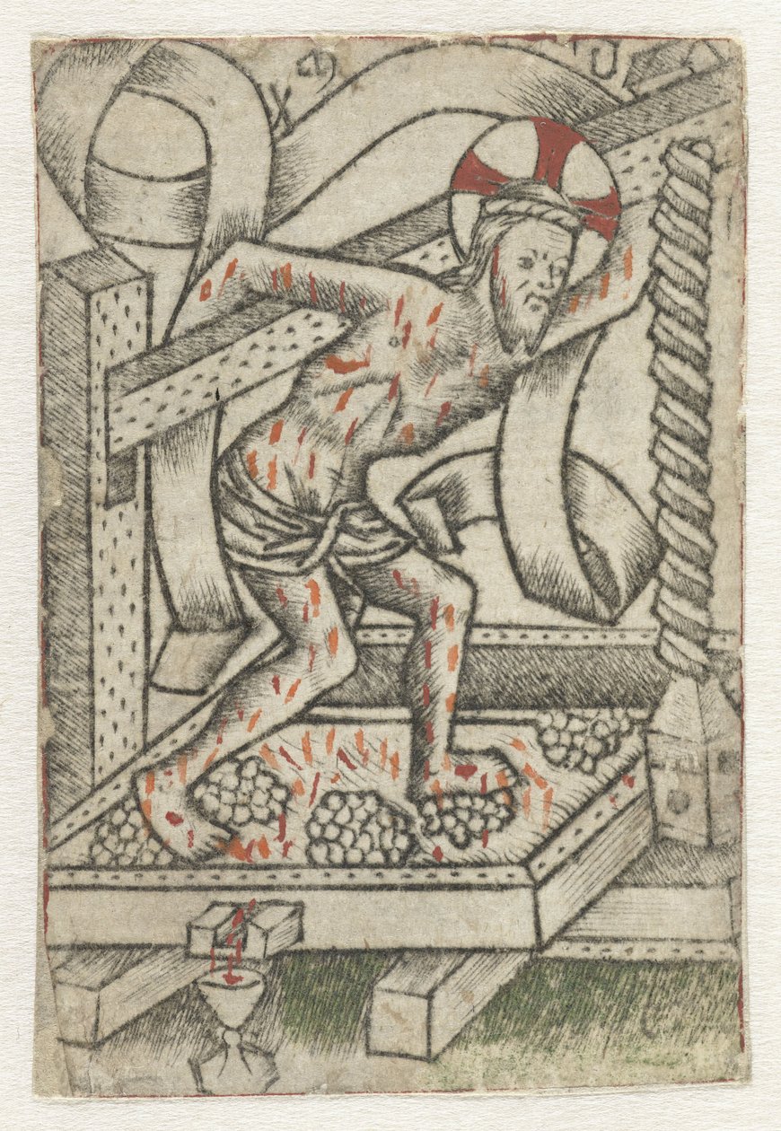 Christus in de wijnpers door Meester van het Martyrium der Tienduizend