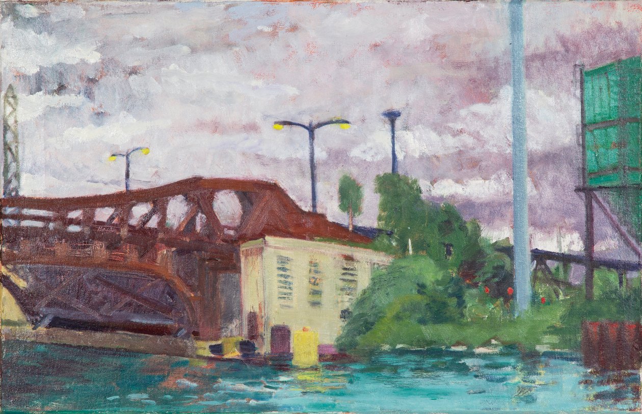 Brug over het Cal Sag-kanaal, 2014 (olieverf op doek) door Megan Williamson