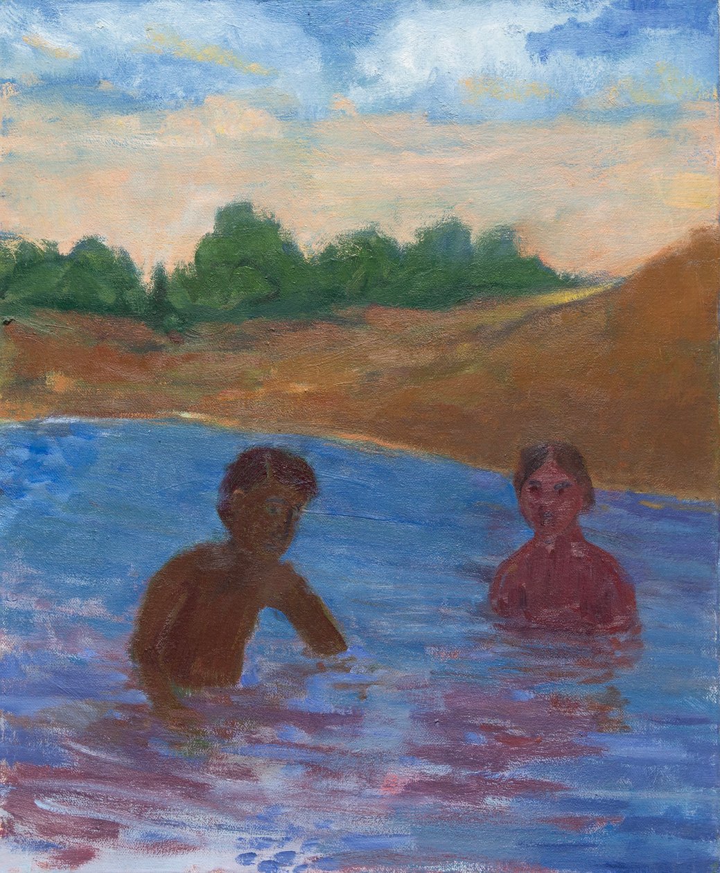 Avondzwemmen, 2017 (olieverf op doek) door Megan Williamson