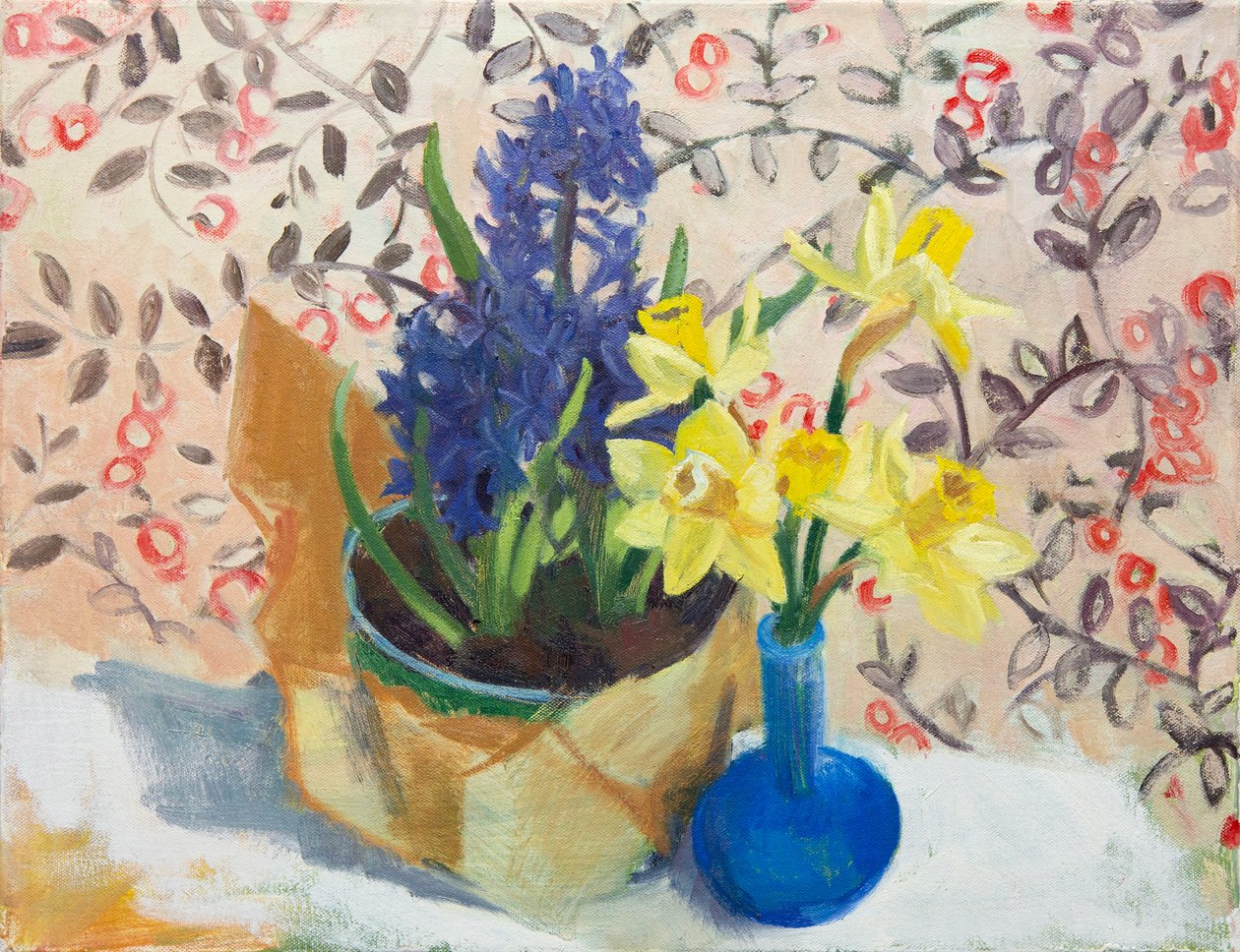 Lentebloemen (binnen), 2015 (olieverf op doek) door Megan Williamson