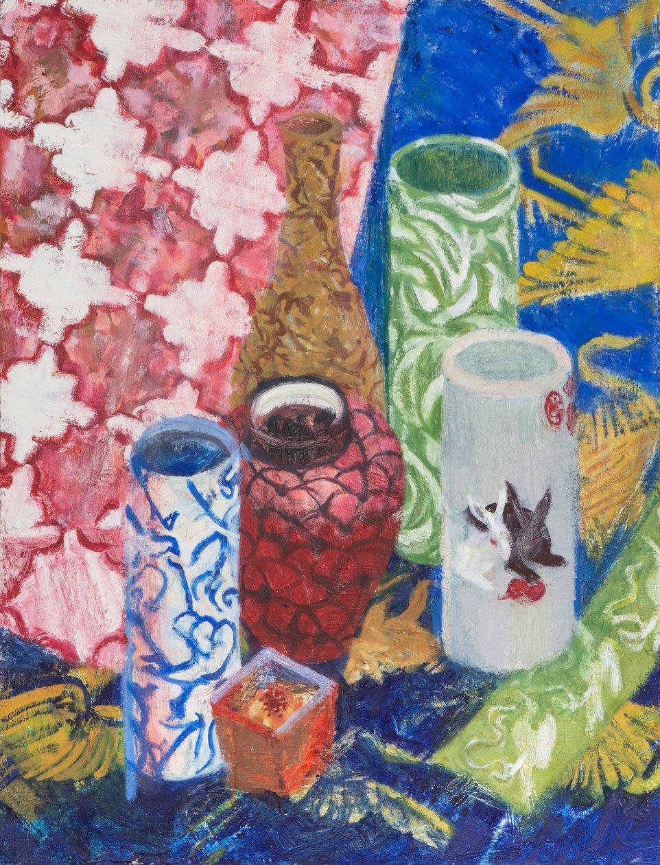 Stilleven met vijf vazen, 2007 (olieverf op doek) door Megan Williamson