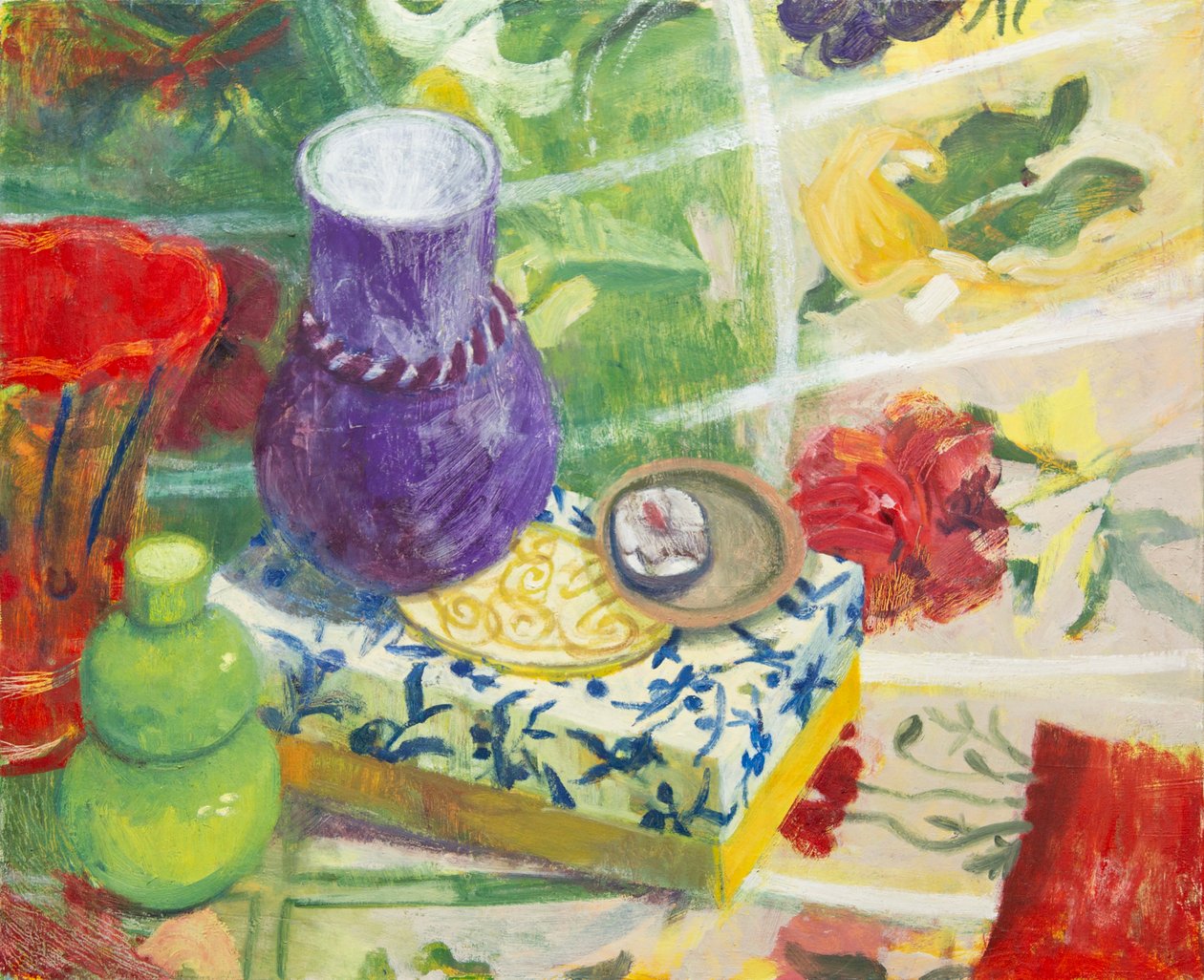 Stilleven met drie vazen, 2017 (olieverf op doek) door Megan Williamson