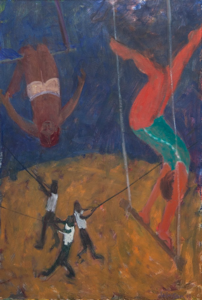Trapezeartiesten, 2018 (olieverf op doek) door Megan Williamson