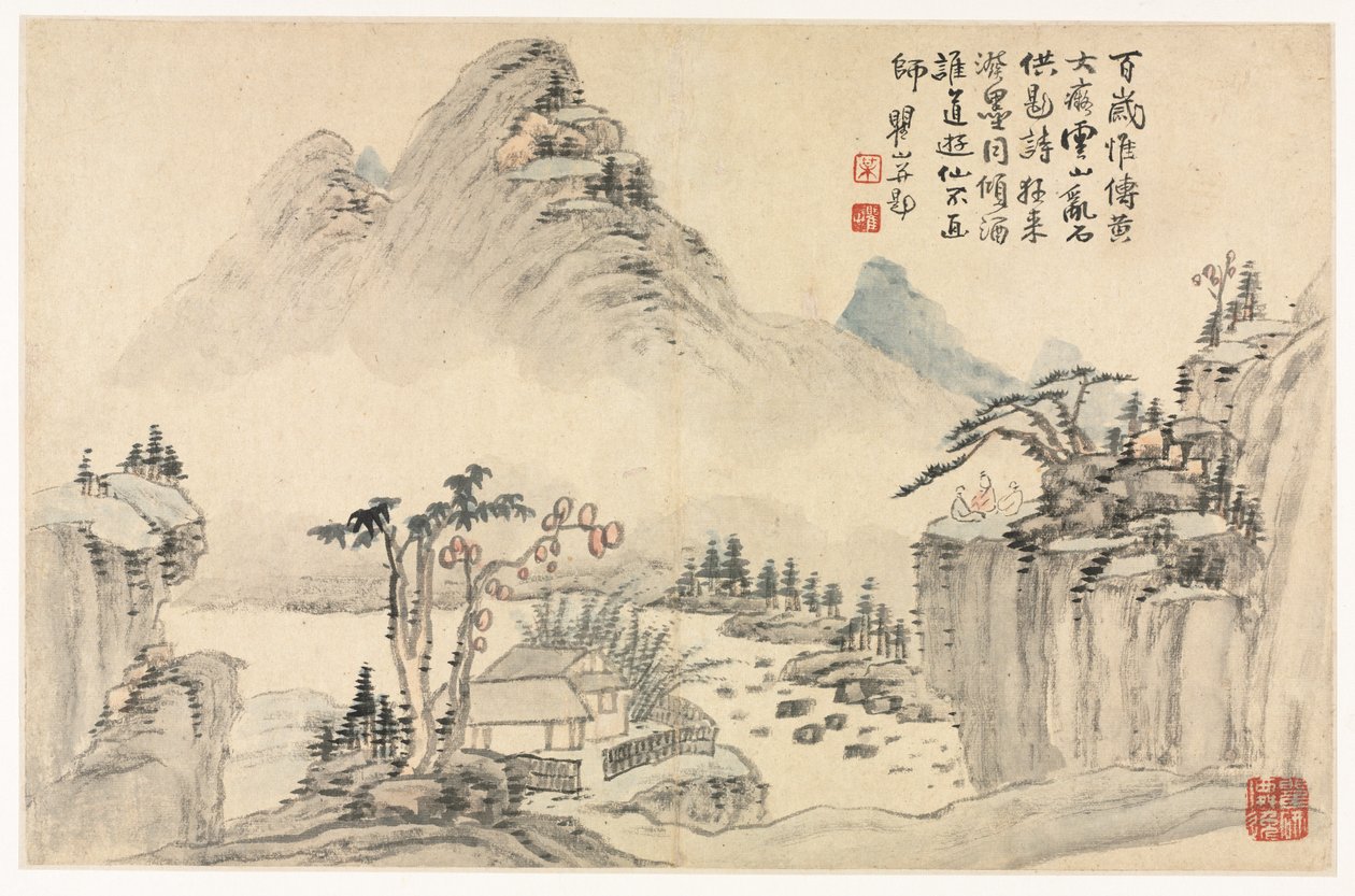 Landschappen in verschillende stijlen naar oude meesters, 1690 door Mei Qing