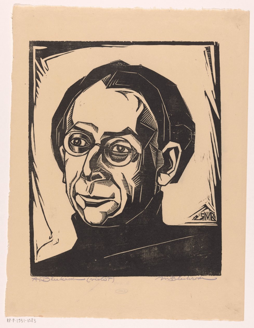 Portret van Abraham Bleekrode door Meijer Bleekrode (signed by artist)