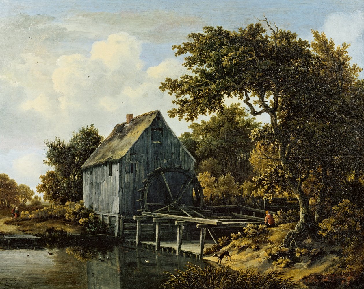 Deens: Vandmøllen De watermolen door Meindert Hobbema
