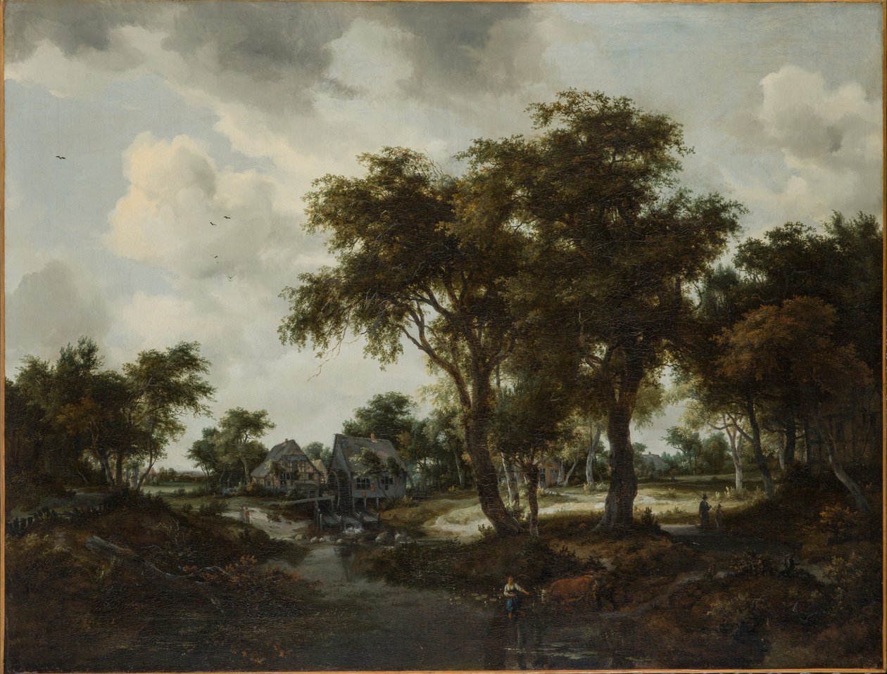 De watermolen (Het Trevor-landschap) door Meindert Hobbema