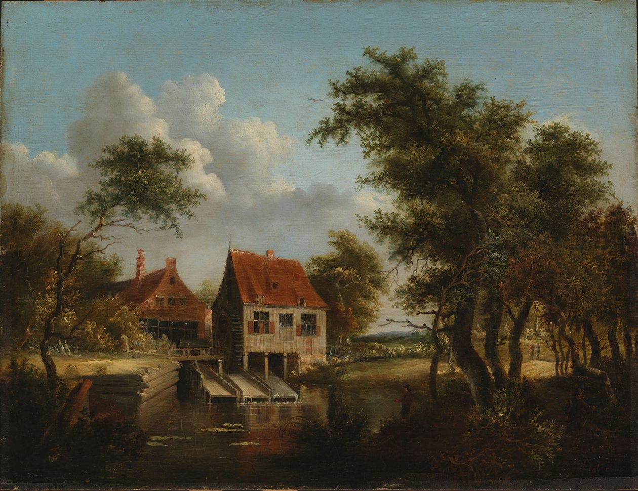 De watermolen door Meindert Hobbema