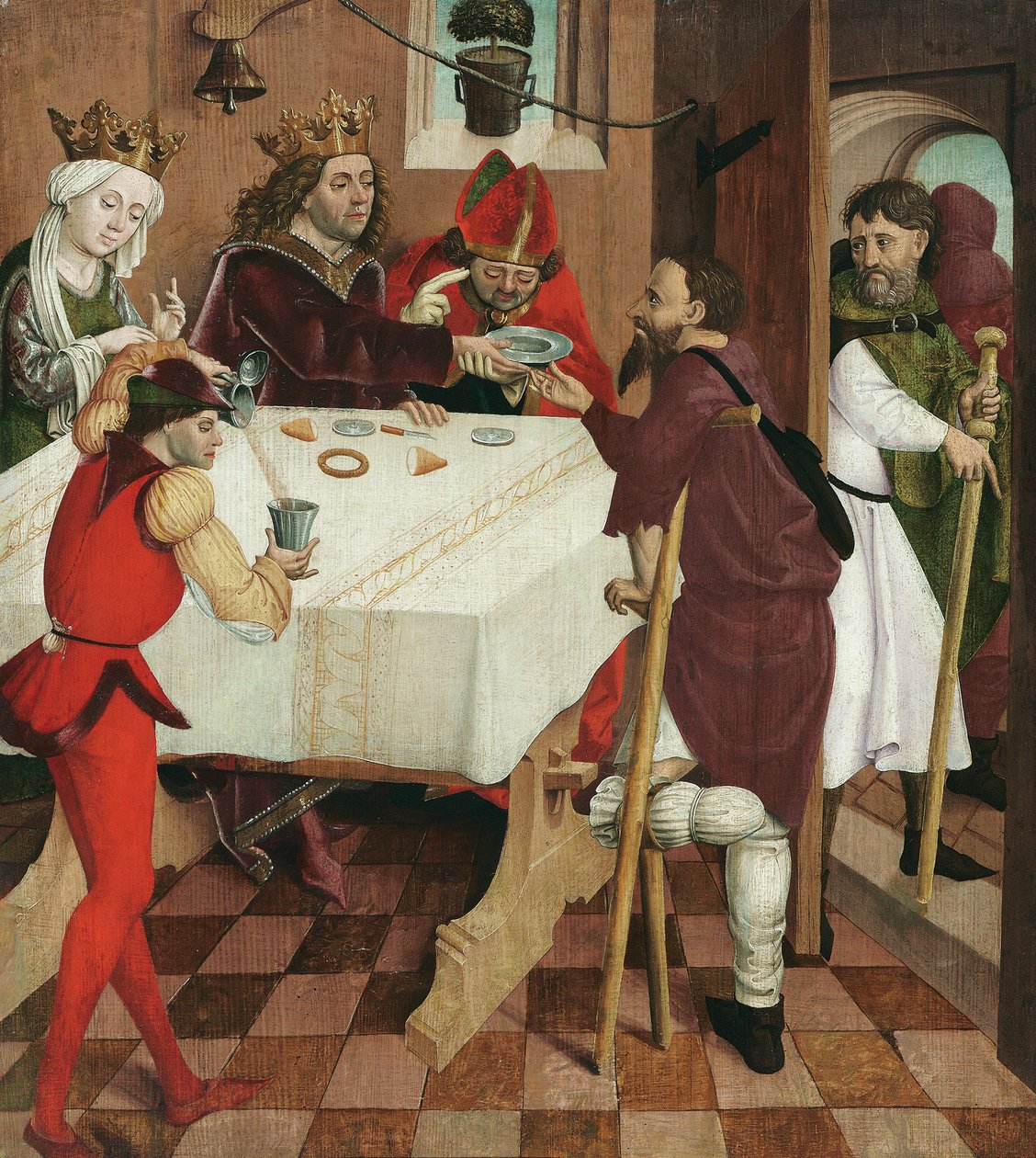 Liefdadigheid van de heilige Oswald door Meister der Oswaldlegende