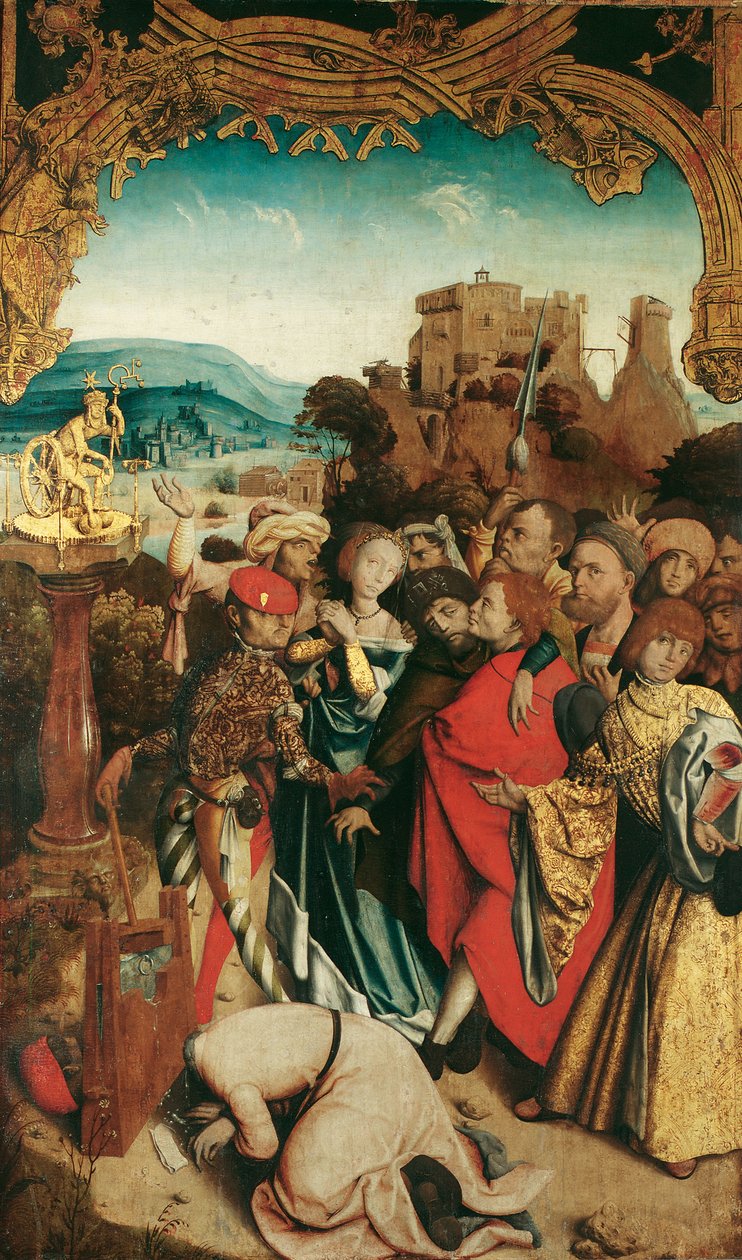 Martelaarschap van de heiligen Cantius, Cantianus en Cantianilla (binnenzijde); Opstanding van Christus (buitenzijde) door Meister des Krainburger Altars