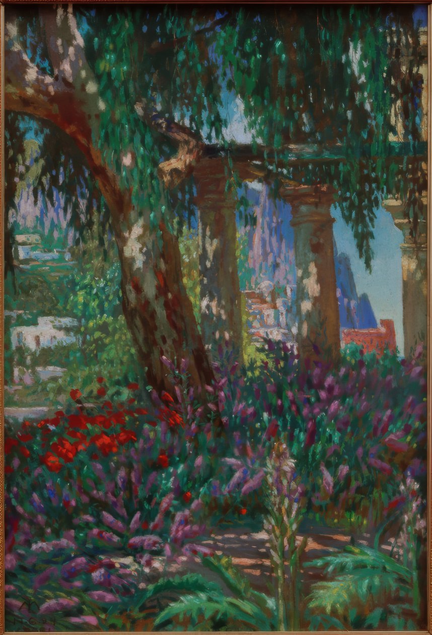 Landschap op Capri: Uitzicht op een rij zuilen door Melchior Lechter